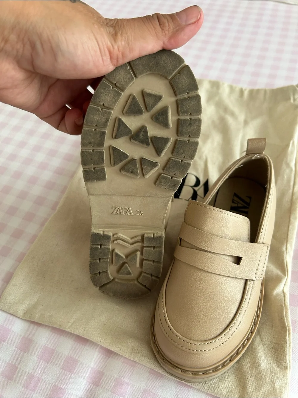 ZARA Kids Cream Leather Slip-On Loafers
